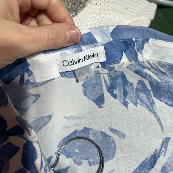 Calvin Klein Blue and White Cuffed Sleeve Sundress - Picture 3 of 3